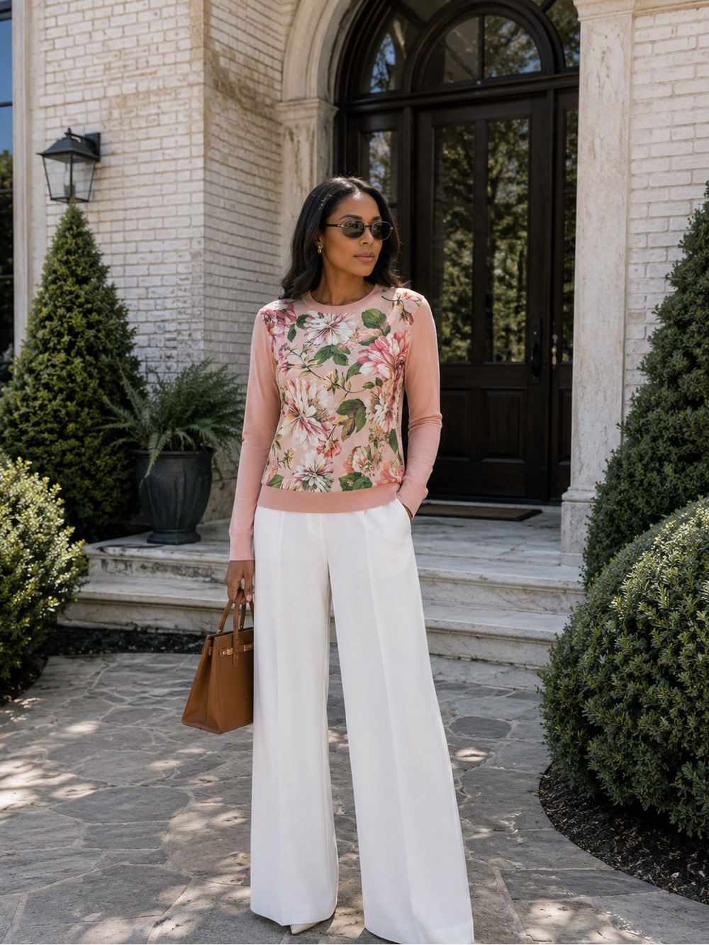 Dolce and Gabbana Silk Floral Long Sleeve Sweater